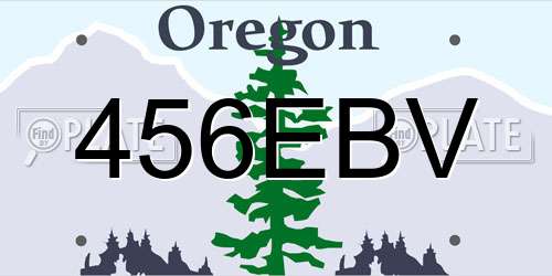 456EBV Oregon License Plate