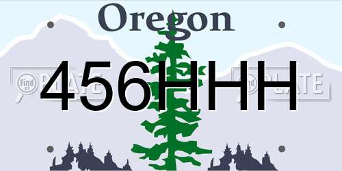 456HHH Oregon License Plate