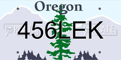 456LEK Oregon License Plate