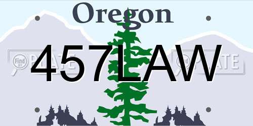 457LAW Oregon License Plate