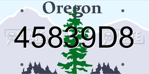 45839D8 Oregon License Plate