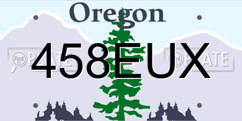 458EUX Oregon License Plate