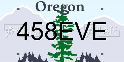 458EVE Oregon License Plate