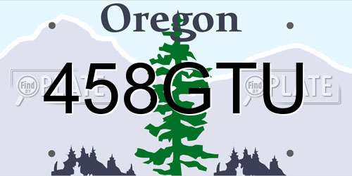 458GTU Oregon License Plate