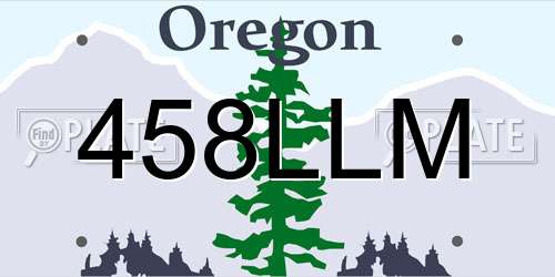 458LLM Oregon License Plate
