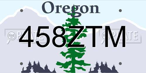 458ZTM Oregon License Plate