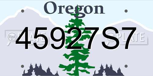 45927S7 Oregon License Plate