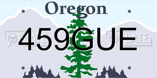 459GUE Oregon License Plate