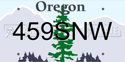 459SNW Oregon License Plate