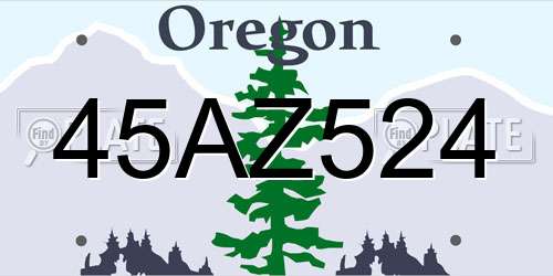 45AZ524 Oregon License Plate