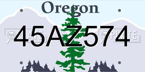 45AZ574 Oregon License Plate