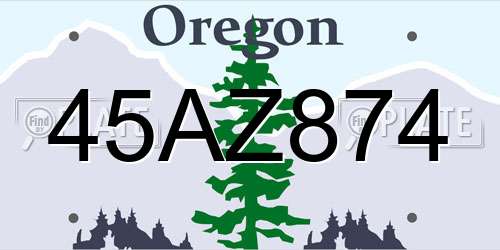 45AZ874 Oregon License Plate