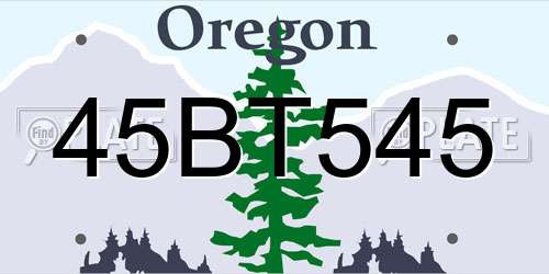 45BT545 Oregon License Plate
