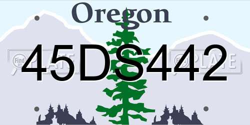 45DS442 Oregon License Plate