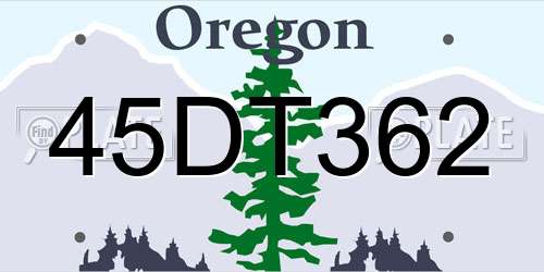 45DT362 Oregon License Plate