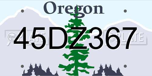 45DZ367 Oregon License Plate