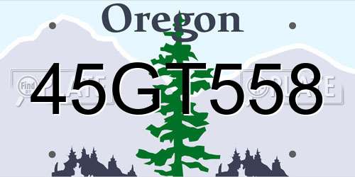 45GT558 Oregon License Plate
