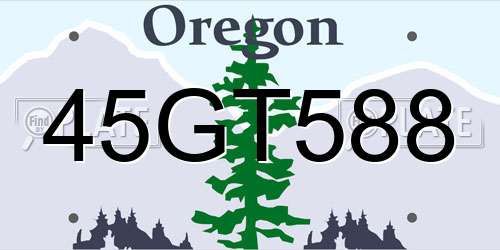 45GT588 Oregon License Plate