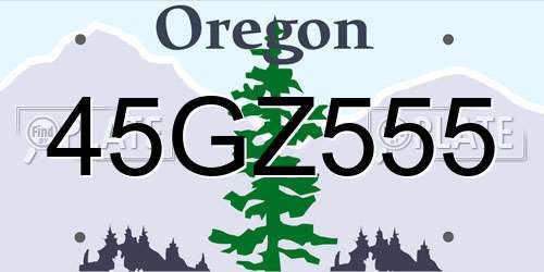 45GZ555 Oregon License Plate