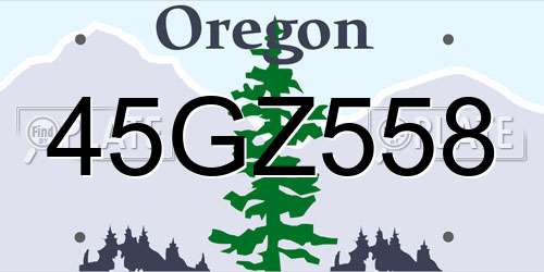 45GZ558 Oregon License Plate