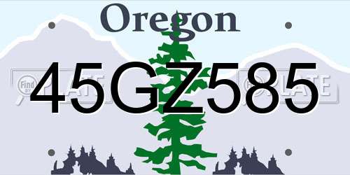 45GZ585 Oregon License Plate