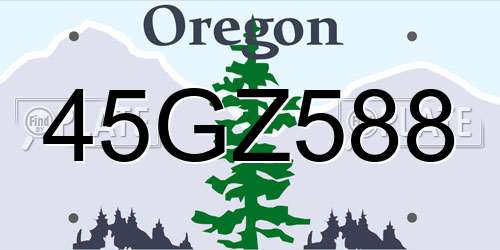 45GZ588 Oregon License Plate