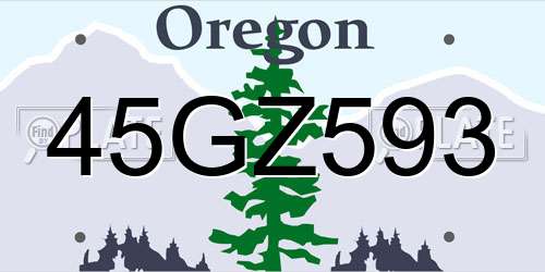 45GZ593 Oregon License Plate