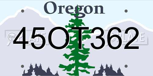 45OT362 Oregon License Plate