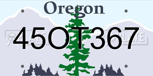 45OT367 Oregon License Plate