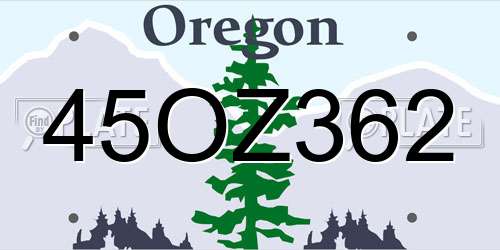 45OZ362 Oregon License Plate