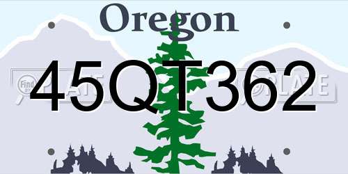 45QT362 Oregon License Plate