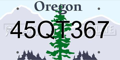 45QT367 Oregon License Plate
