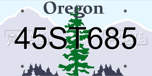 45ST685 Oregon License Plate