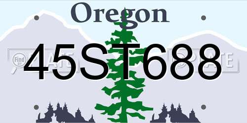 45ST688 Oregon License Plate