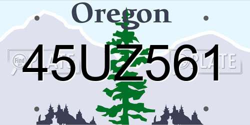 45UZ561 Oregon License Plate