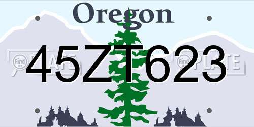 45ZT623 Oregon License Plate