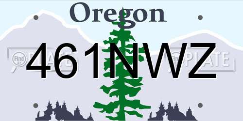 461NWZ Oregon License Plate