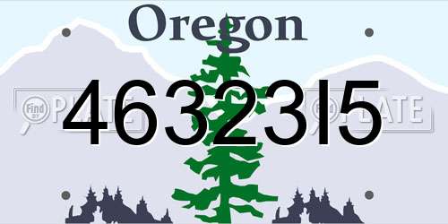 46323I5 Oregon License Plate