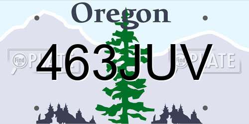463JUV Oregon License Plate