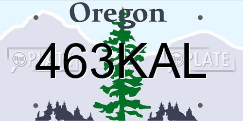 463KAL Oregon License Plate