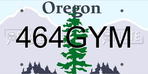 464GYM Oregon License Plate
