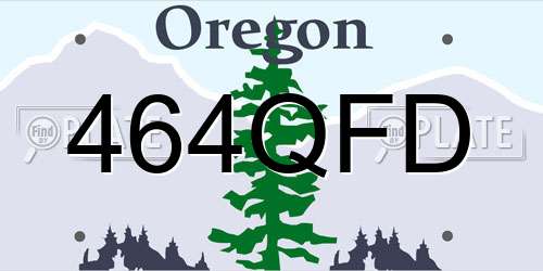 464QFD Oregon License Plate