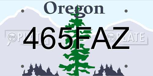 465FAZ Oregon License Plate