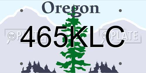 465KLC Oregon License Plate