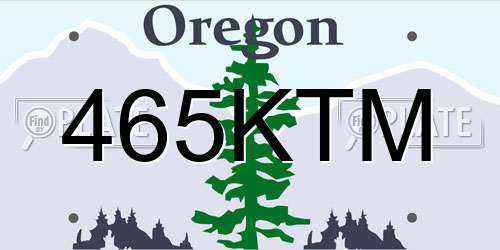 465KTM Oregon License Plate