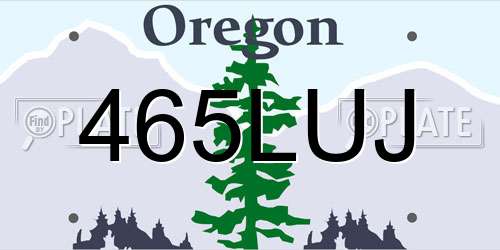 465LUJ Oregon License Plate