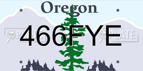 466FYE Oregon License Plate