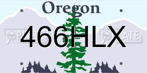 466HLX Oregon License Plate
