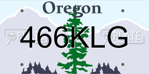 466KLG Oregon License Plate