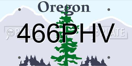 466PHV Oregon License Plate